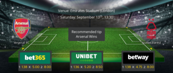 Arsenal vs Nottingham Forest - Preview & Betting Tips - 13/09/25