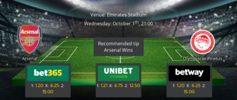 Arsenal vs Olympiacos - Preview & Betting Tips - 01/10/25