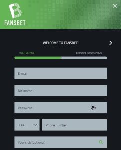 Open an account with Fansbet