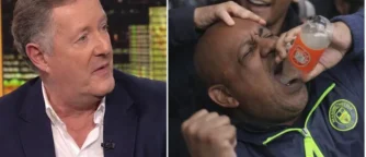 Piers Morgan fumes as City fan swigs from Arsenal bottle after Stamford Bridge stroll